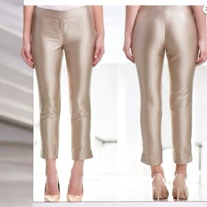 Vintage LAFAYETTE 148 Beige High Waisted Trousers Women’s Satin Silk Dress Pants